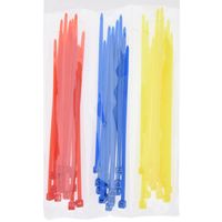 50x stuks kabelbinders / bundelbanden / tiewraps kunststof rood/geel/blauw 15 cm    -