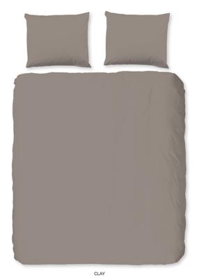 HIP Dekbedovertrek "uni dessin" - Taupe - (200x200/220 cm) - Katoen Satijn