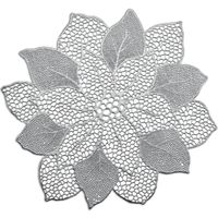 Zeller placemats lotus bloem - 1x - zilver - kunststof - 49 x 47 cm - Placemats - thumbnail