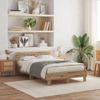 Bedframe met LED Artisan Eiken 135 x 190 cm Bewerkt hout