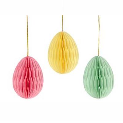 Paaseieren hangdecoraties - set van 3x stuks - pastel mix - 10 cm - papier - Pasen versiering Paaseieren hangdecoraties - set van 3x stuks - pastel mix - 10 cm - papier - Pasen versiering