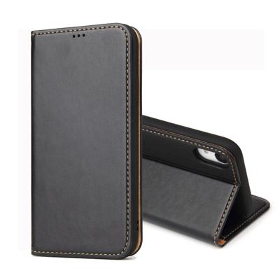 Dermis textuur PU horizontale Flip lederen case voor iPhone XR met houder & kaartsleuven & portemonnee (zwart)