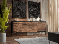 Dressoir HEPRANI 4 deuren walnoot bruin/zwart