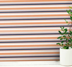 Slaapkamer behang horizontaal retro gestreept pastelpatroon