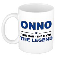 Onno cadeau mok - man myth legend - naam koffiemok / beker - wit en blauw - 300 ml