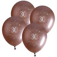 Verjaardag leeftijd ballonnen 30 jaar - 24x - rosegoud - 30 cm - Feestartikelen/versieringen