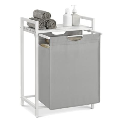Wasmand met uittrekbare waszakken, Duifgrijs / 65 L