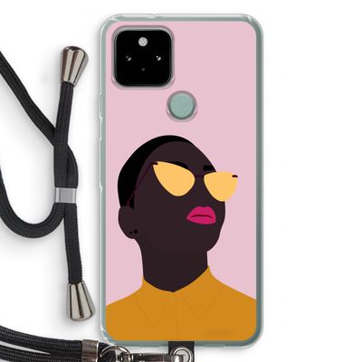 Yellow glasses: Pixel 5 Transparant Hoesje met koord