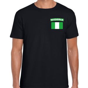 Nigeria t-shirt met vlag zwart op borst voor heren