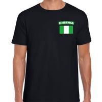 Nigeria t-shirt met vlag zwart op borst voor heren - thumbnail