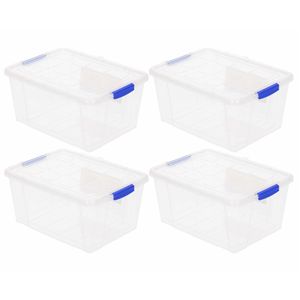 8x Opslagbakjes/organizers met deksel 4 liter 25 cm transparant