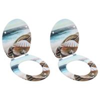 VidaXL Toiletbrillen 2 st met deksels schelpontwerp mdf