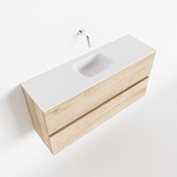 Toiletmeubel Mondiaz Ada | 100 cm | Meubelkleur Washed oak | Lex wastafel Talc Midden | Zonder kraangat