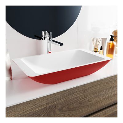Waskom Mondiaz Topi | 60x10x35 cm | Solid Surface | Vrijstaand | Rechthoekig | Fire