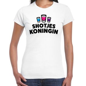 Shotjes Koningin drank fun t-shirt wit voor dames