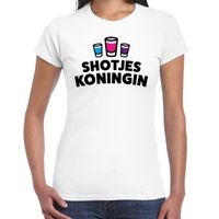 Shotjes Koningin drank fun t-shirt wit voor dames