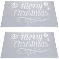 2x Kerst raamsjablonen/raamdecoratie Merry Christmas plaatjes