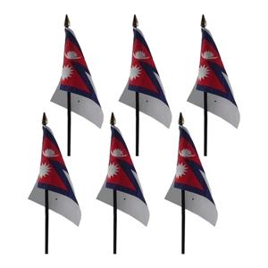 Nepal - 6x - mini vlaggetje van 10 x 15 cm op stokje - Landen vlag - H27 cm