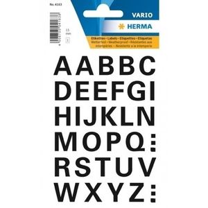 128x Letters plak stickers zwart 15 mm