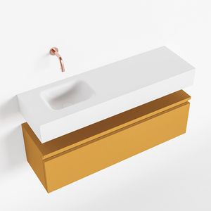 MONDIAZ ANDOR 100cm toiletmeubel ocher. LEX 100cm wastafel talc links geen kraangat