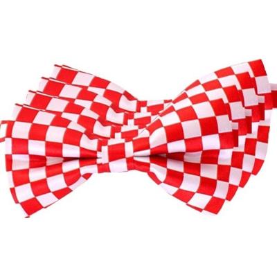Brabant Carnaval Vlinderstrikje - 4x - rood wit geblokt - 12 cm