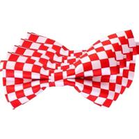 Brabant Carnaval Vlinderstrikje - 4x - rood wit geblokt - 12 cm
