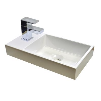 Wastafel Sanicare Q40 40x22 cm Mineraalmarmer Wit