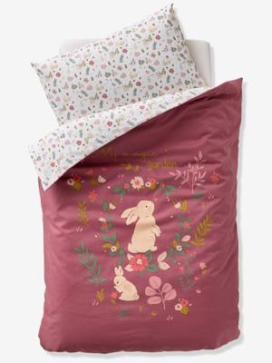 Bedset voor baby's met dekbedovertrek + kussensloop LAPIN ENCHANTÉ oudroze