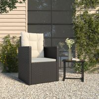 Tuinstoel met kussens poly rattan zwart - thumbnail