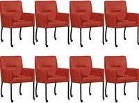 Set van 8 Rode leren moderne eetkamerstoelen Lucky - Kenia Leer Burgundy (rood leer)