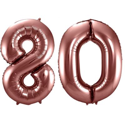 Folat Verjaardag Leeftijd folieballon - 80 jaar - ros? goud - 86 cm - cijferballon groot