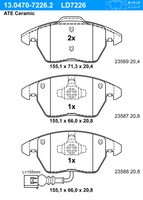 Remblokkenset, schijfrem ATE Ceramic ATE, u.a. fÃ¼r Audi