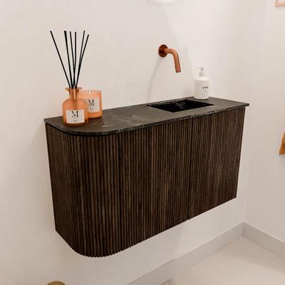 Toiletmeubel Mondiaz Joya Dlux | 71.6 cm | Meubelkleur Walnut | Faye wastafel Lava Wasbak Rechts | Zonder kraangat(en)