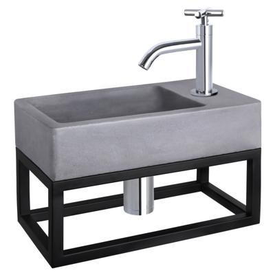 Differnz Force fonteinset beton donkergrijs - kraan kruis - met handdoekrek - 40 x 22 x 9 cm - chroom