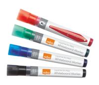 Nobo Witbordstift Geassorteerde kleuren: zwart, groen, rood en blauw, blister van 4 stuks