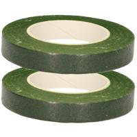 Bloementape - 2x - groen - zelfklevend - 27m x 1cm - bloemendraad/bloemistentape Bloementape - 2x - groen - zelfklevend - 27m x 1cm - bloemendraad/bloemistentape