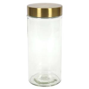 Voorraadpot - 1200 ml - glas - draaideksel - goud - 10 x 22 cm - weckpot