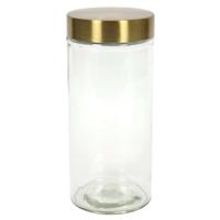 Voorraadpot - 1200 ml - glas - draaideksel - goud - 10 x 22 cm - weckpot