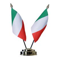 Italie tafelvlaggetjes set - dubbele vlaggetjes op 1 standaard - 10 x 15 cm mini vlaggen