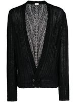 Saint Laurent cardigan en maille ajourée à col v - Noir - thumbnail