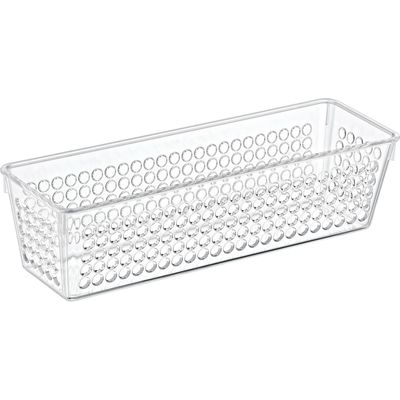 Organizer/opbergmandje - kunststof - transparant - 0.8L - 23 x 7.5 x 6 cm
