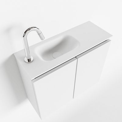 Toiletmeubel Mondiaz Ture | 60 cm | Meubelkleur Talc | Eden wastafel Talc Links | 1 kraangat