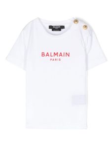 Balmain Kids t-shirt à logo imprimé - Blanc