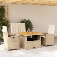 4-delige Tuinset met kussens poly rattan beige