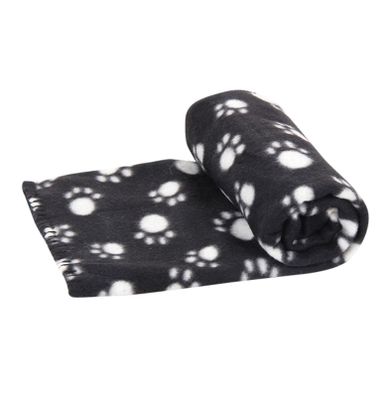 Nobleza Huisdierdeken - Fleece - Zwart met pootafdruk - Maat S - 75x75 cm