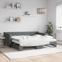 Slaapbank onderschuifbed matrassen 90x190 cm stof donkergroen