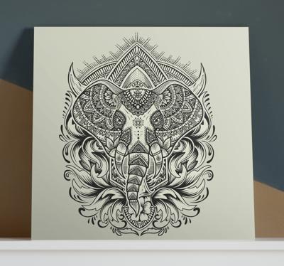 Canvas schilderij mandala Olifant