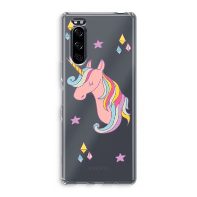Roze eenhoorn: Sony Xperia 5 Transparant Hoesje