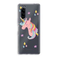 Roze eenhoorn: Sony Xperia 5 Transparant Hoesje