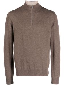 Corneliani half-zip ribbed-knit jumper - Marron